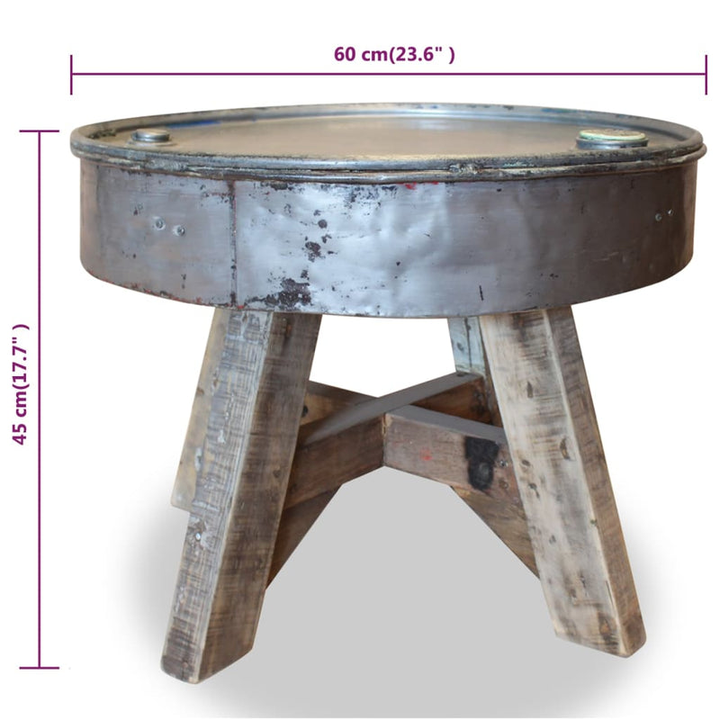 Coffee Table Solid Reclaimed Wood 60x45 cm Silver