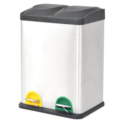 Recycling Pedal Bin Garbage Trash Bin Stainless Steel 36 L 2 x 18 l