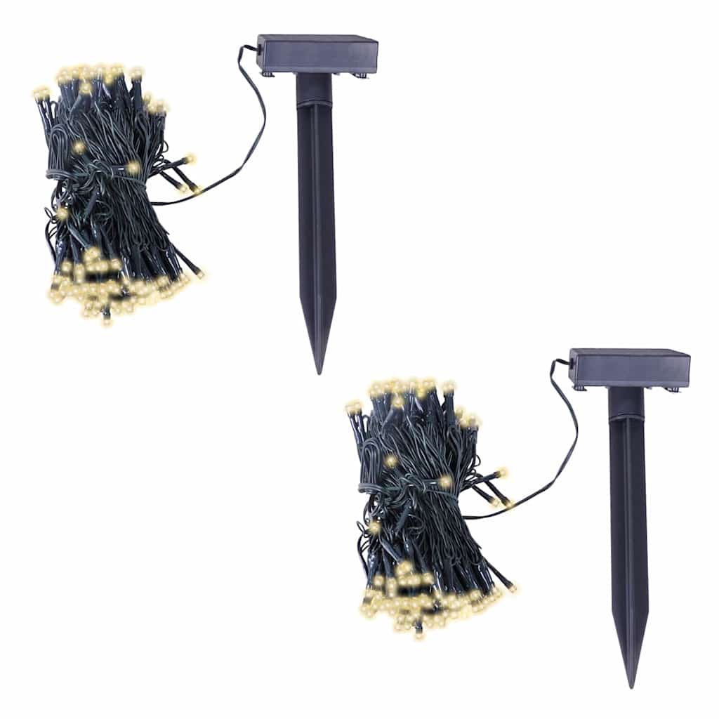 vidaXL LED Solar String Lights 2 pcs Warm White 2