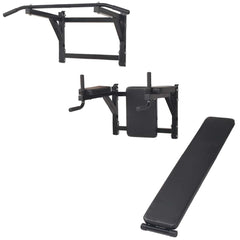 91367 vidaXL Wall-mounted Multi-functional Fitness Power Tower Black 2