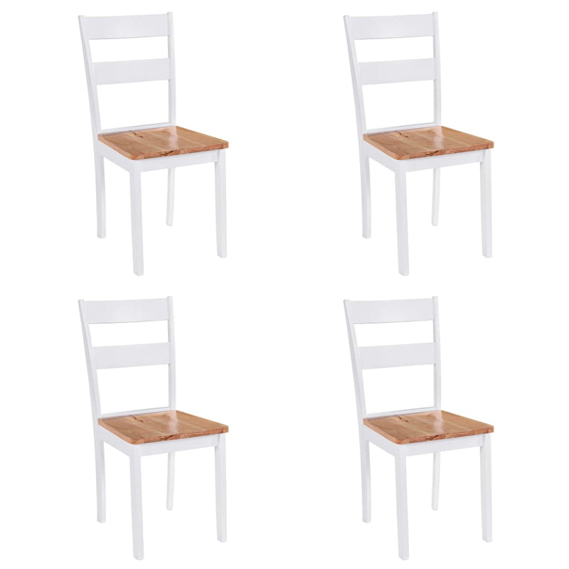 Dining Chairs 4 pcs White Solid Rubber Wood