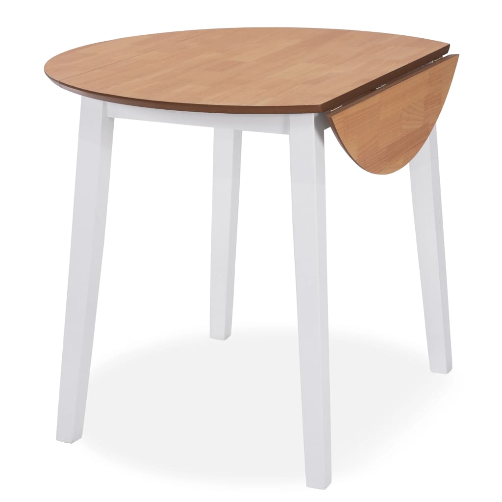 vidaXL Drop-leaf Dining Table Round MDF White 3