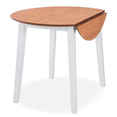 vidaXL Drop-leaf Dining Table Round MDF White 3