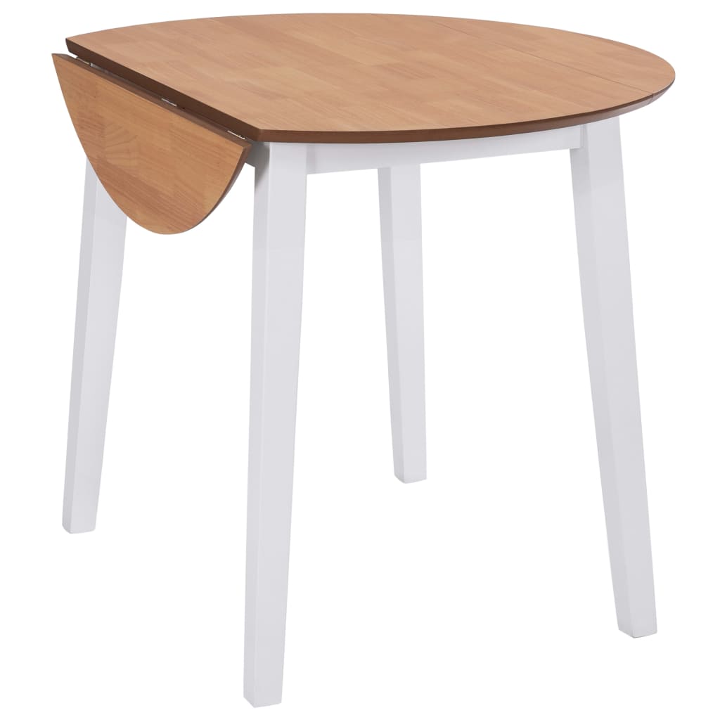 vidaXL Drop-leaf Dining Table Round MDF White 4