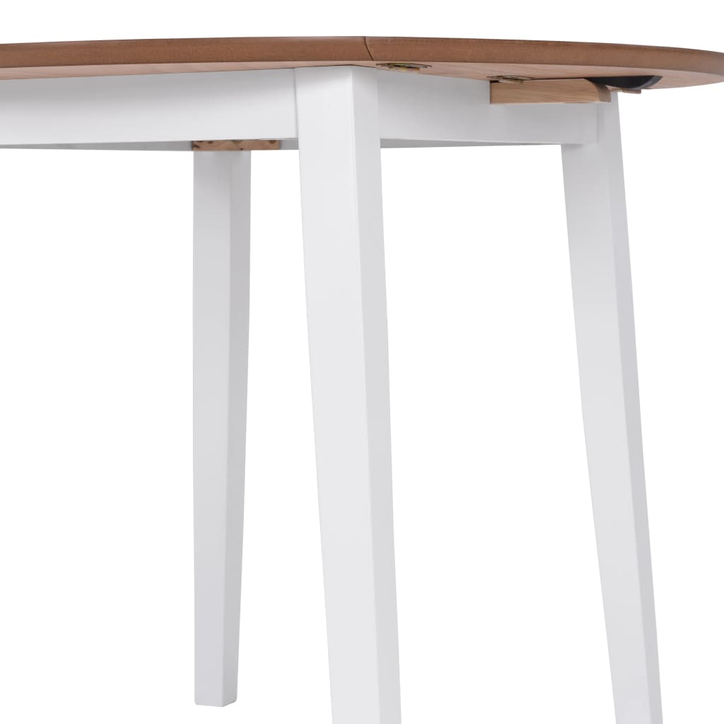 vidaXL Drop-leaf Dining Table Round MDF White 6