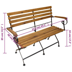 vidaXL Folding Garden Bench 112 cm Solid Acacia Wood 6