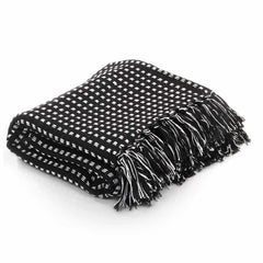 vidaXL Throw Cotton Squares 220x250 cm Black 1