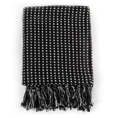 vidaXL Throw Cotton Squares 220x250 cm Black 2