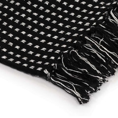 vidaXL Throw Cotton Squares 220x250 cm Black 4