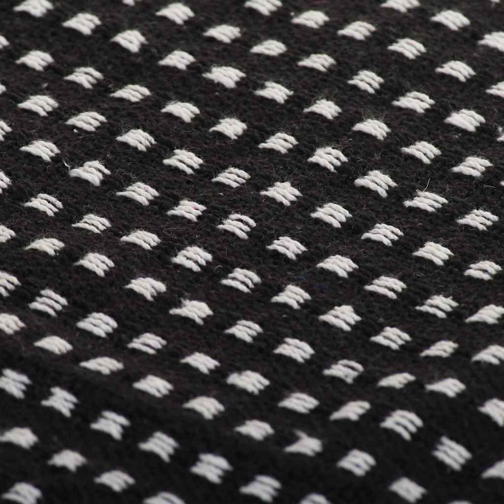 vidaXL Throw Cotton Squares 220x250 cm Black 6