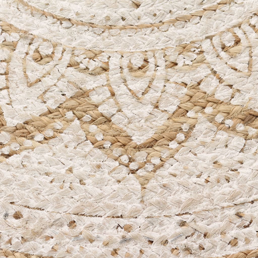245341 vidaXL Area Rug Braided Jute Printed 150 cm Round 4