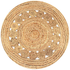 vidaXL Area Rug Braided Design Jute 90 cm Round 1
