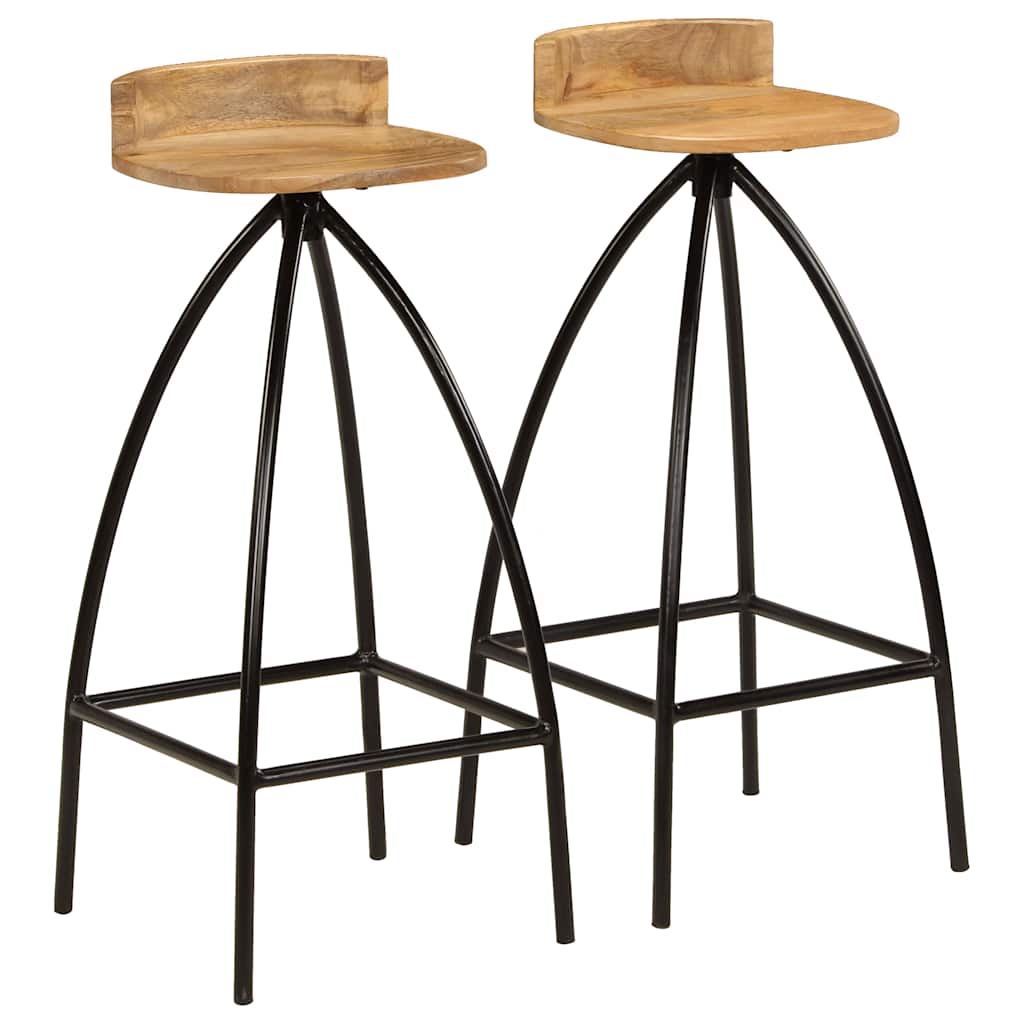 vidaXL Bar Stools 2 pcs Solid Mango Wood 1