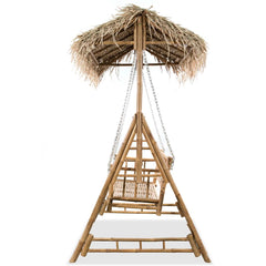 vidaXL 2-Seater Swing Bench with Palm Leaves Bamboo 202 cm 3