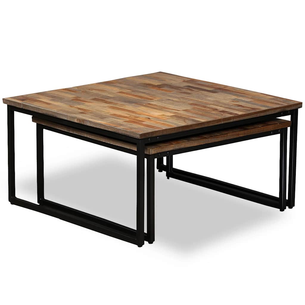 Two Coffee Table Set Solid Acacia Wood