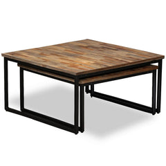 Two Coffee Table Set Solid Acacia Wood