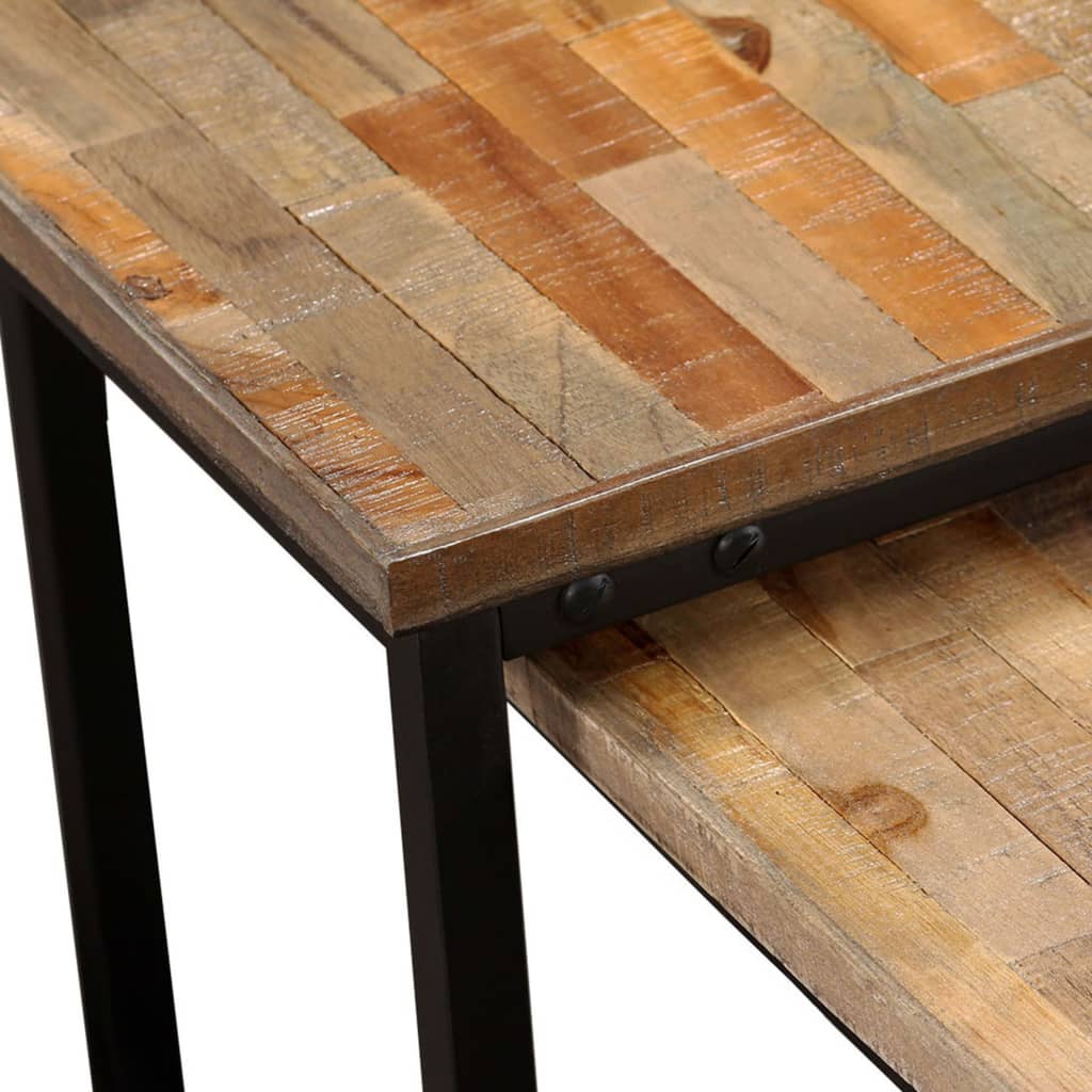 vidaXL Coffee Table | Set of 2 | Brown | Reclaimed teak | Large & Small 4