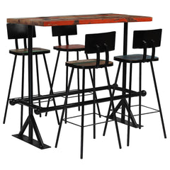 245399 vidaXL Bar Set 5 Piece Solid Reclaimed Wood Multicolour 1