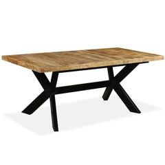 vidaXL Dining Table Solid Mango Wood and Steel Cross 180 cm 2