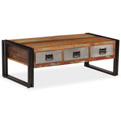 244941 vidaXL Coffee Table with 3 Drawers Solid Reclaimed Wood 100x50x35 cm 1