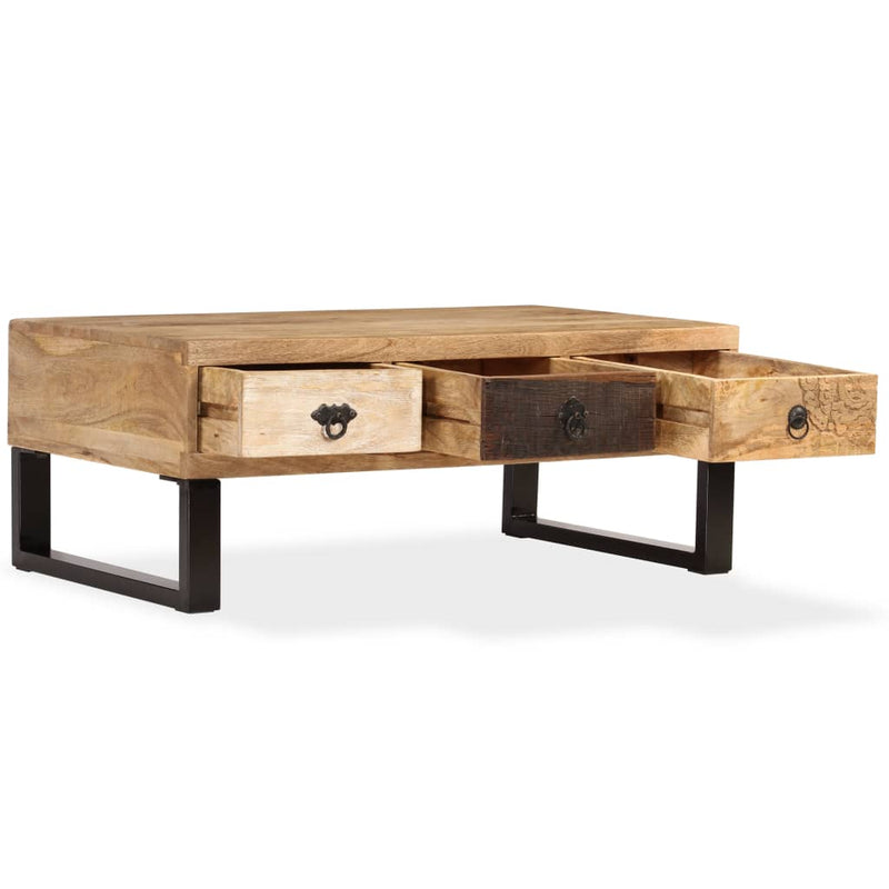 Coffee Table with 3 Drawers Solid Mango Wood 90x50x35 cm