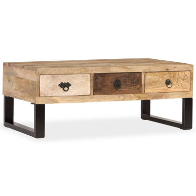 Coffee Table with 3 Drawers Solid Mango Wood 90x50x35 cm