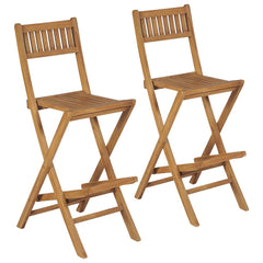 43806 vidaXL Folding Outdoor Bar Stools 2 pcs Solid Teak Wood 1