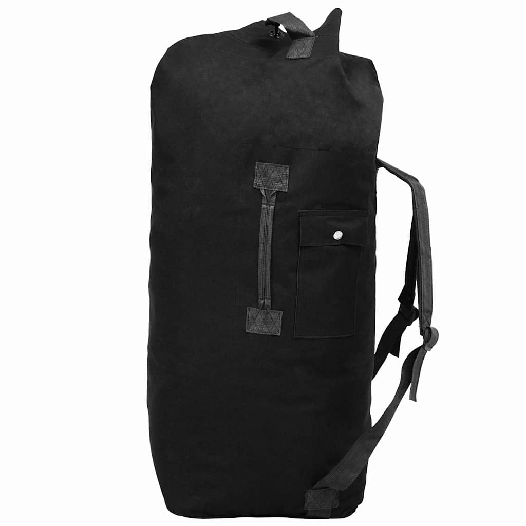 91387 vidaXL Army-Style Duffel Bag 85 L Black 1