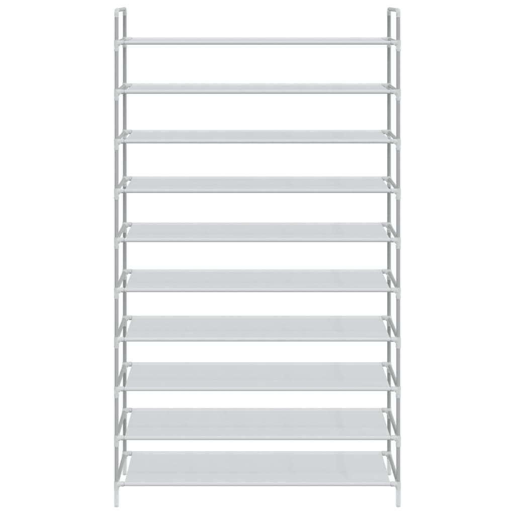 245631 vidaXL Shoe Rack with 10 Shelves Metal and Non-woven Fabric Silver 3