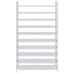 245631 vidaXL Shoe Rack with 10 Shelves Metal and Non-woven Fabric Silver 3