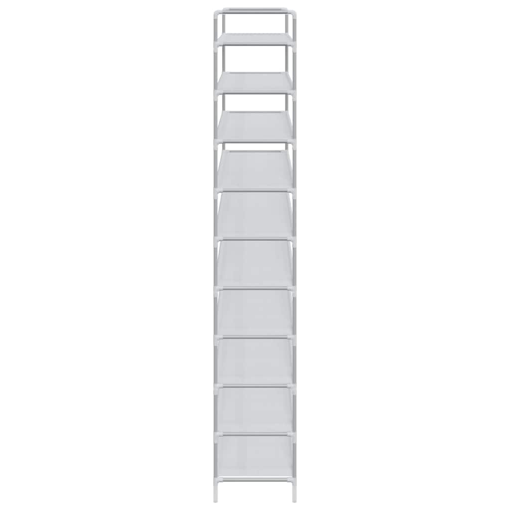 245631 vidaXL Shoe Rack with 10 Shelves Metal and Non-woven Fabric Silver 4