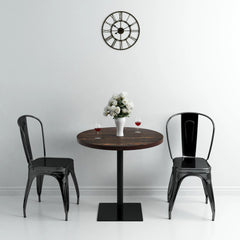 vidaXL Bistro Table MDF and Steel Round 80x75 cm Dark Ash 1