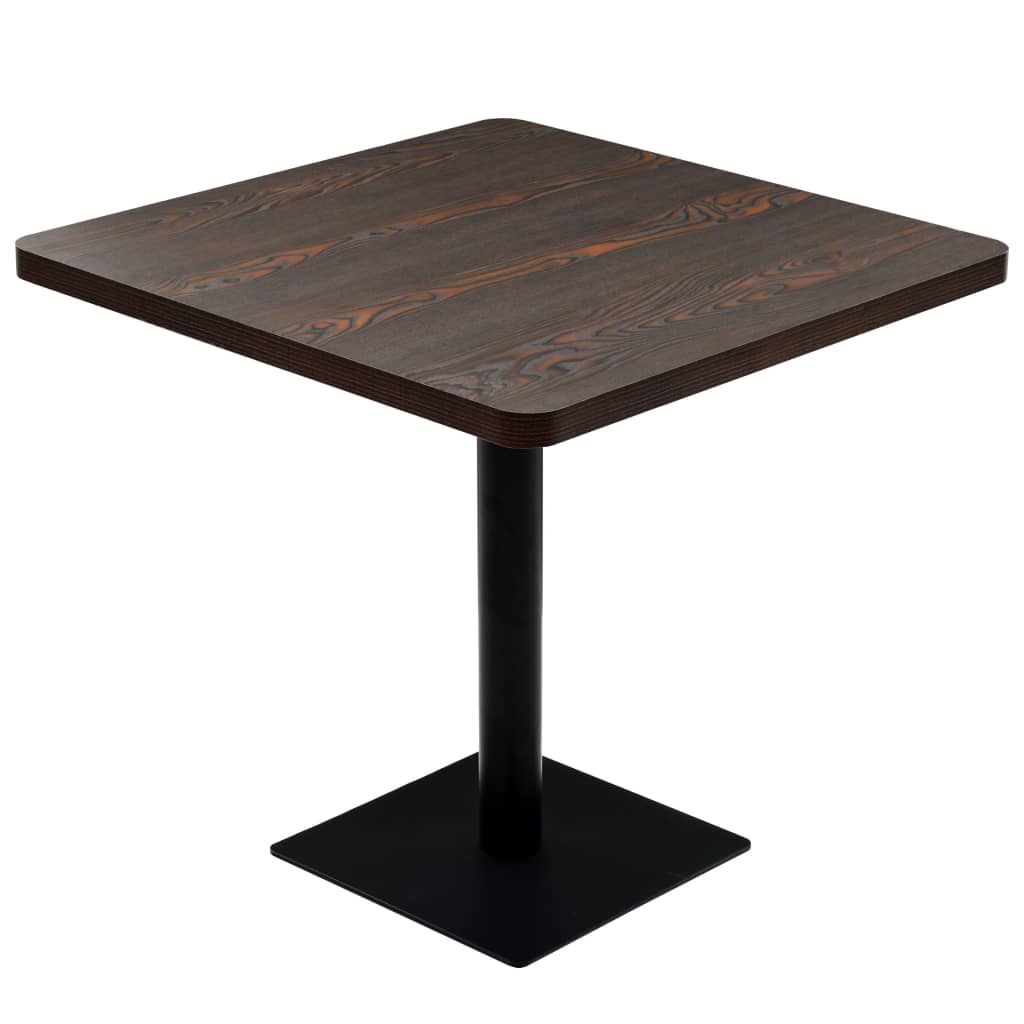 vidaXL Bistro Table MDF and Steel Square 80x80x75 cm Dark Ash 2