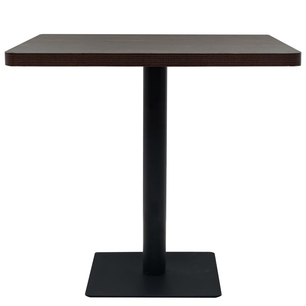 vidaXL Bistro Table MDF and Steel Square 80x80x75 cm Dark Ash 3