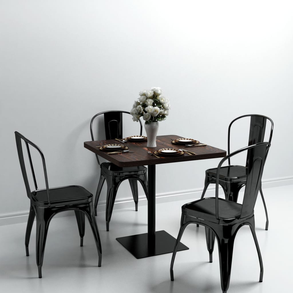 vidaXL Bistro Table MDF and Steel Square 80x80x75 cm Dark Ash 1