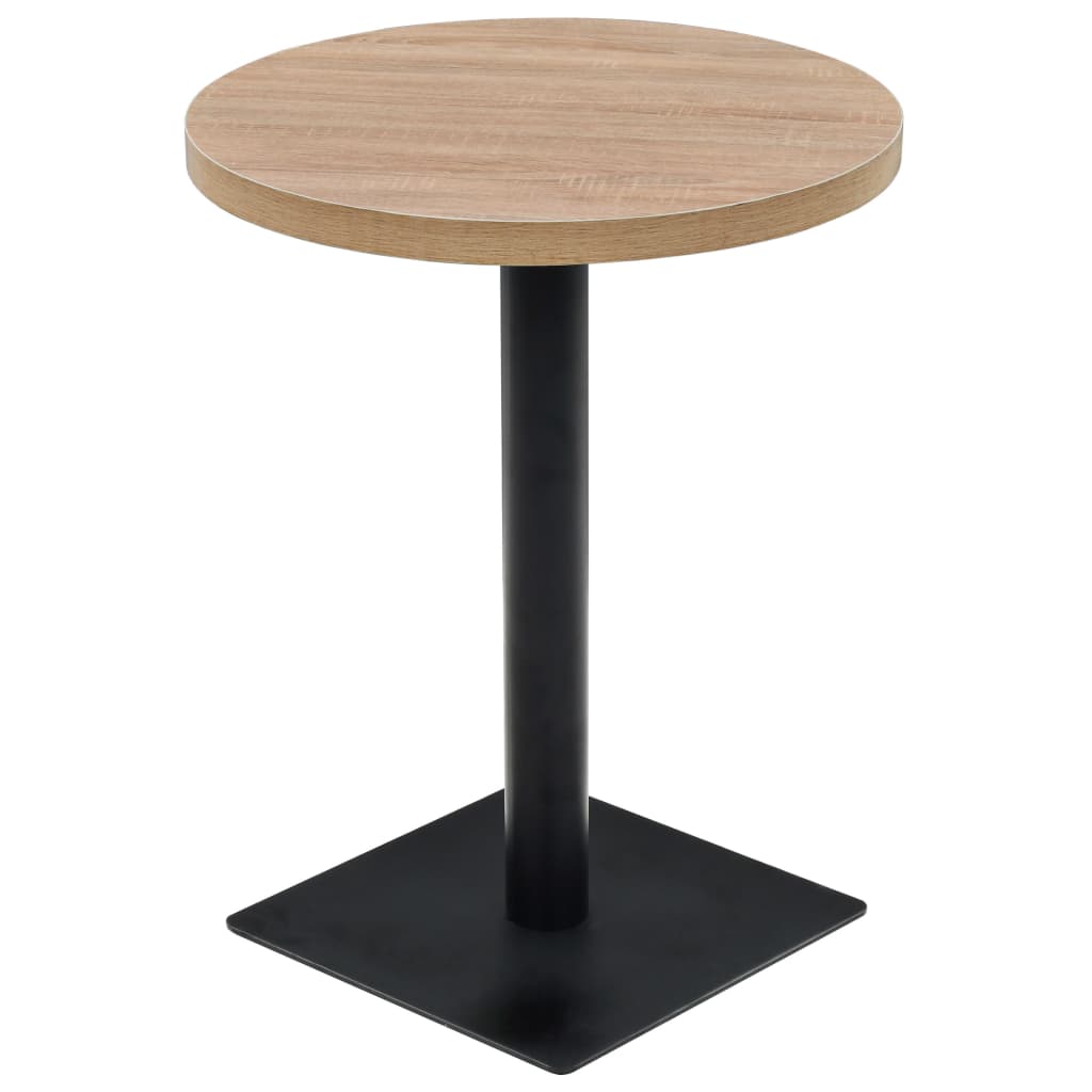 vidaXL Bistro Table MDF and Steel Round 60x75 cm Oak Colour 2