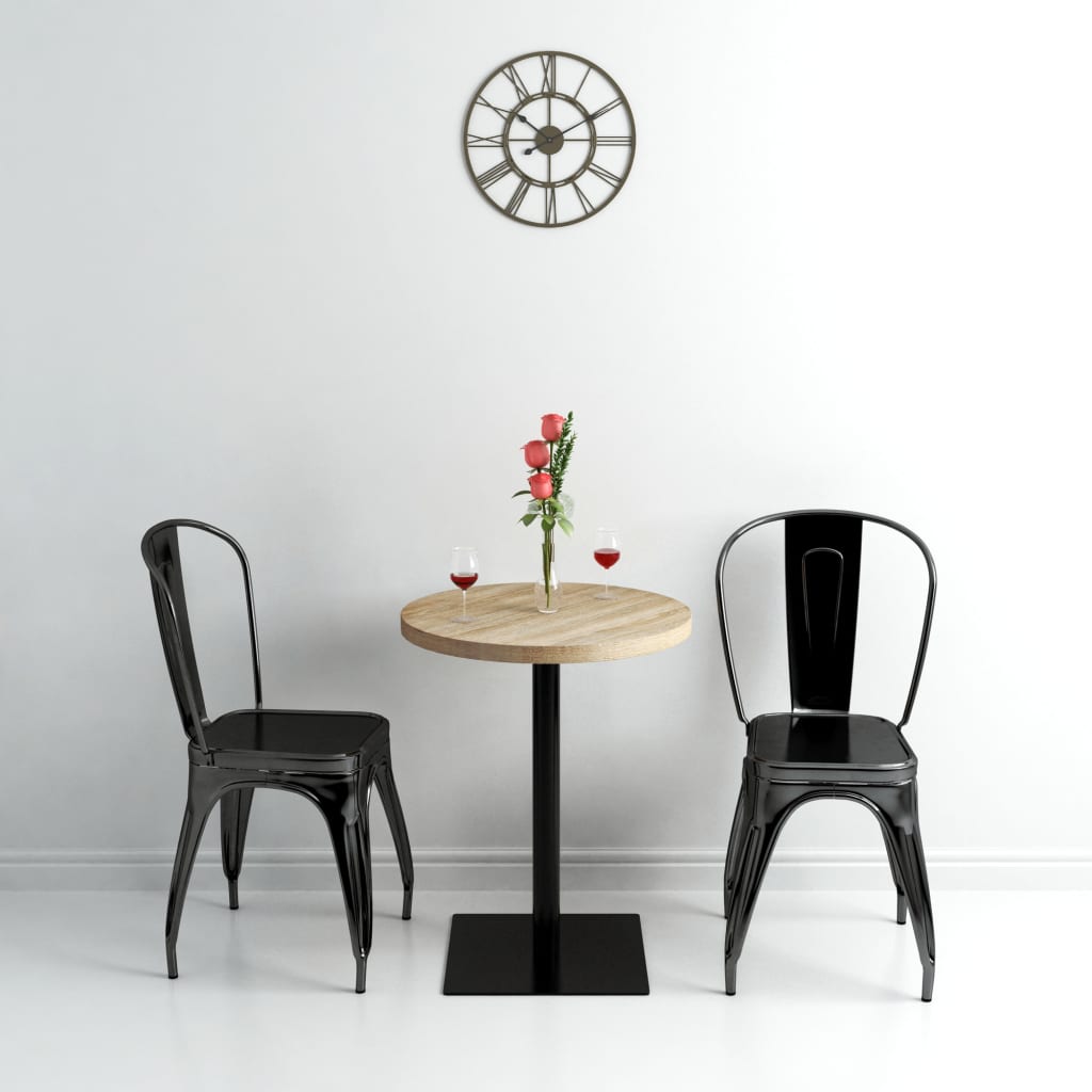 vidaXL Bistro Table MDF and Steel Round 60x75 cm Oak Colour 1