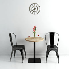 vidaXL Bistro Table MDF and Steel Round 60x75 cm Oak Colour 1
