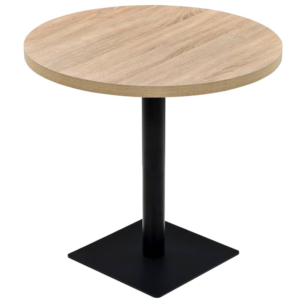 vidaXL Bistro Table MDF and Steel Round 80x75 cm Oak Colour 2