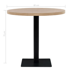 vidaXL Bistro Table MDF and Steel Round 80x75 cm Oak Colour 6