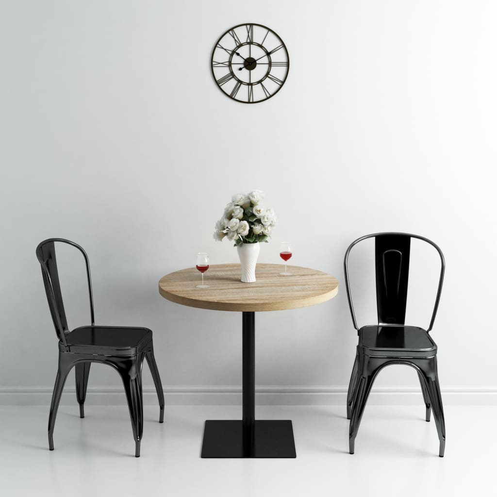 vidaXL Bistro Table MDF and Steel Round 80x75 cm Oak Colour 1