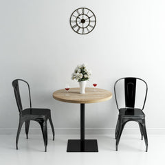 vidaXL Bistro Table MDF and Steel Round 80x75 cm Oak Colour 1