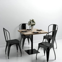 Bistro Table MDF and Steel Square in Oak