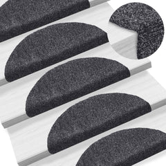 vidaXL Stair Mat | Set of 15 | Dark Grey | Polypropylene | Standard | Stair Mat 1