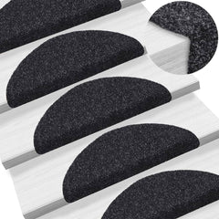 vidaXL Stair Mat | Set of 15 | Black | Polypropylene | 15 pieces | Non-slip 1