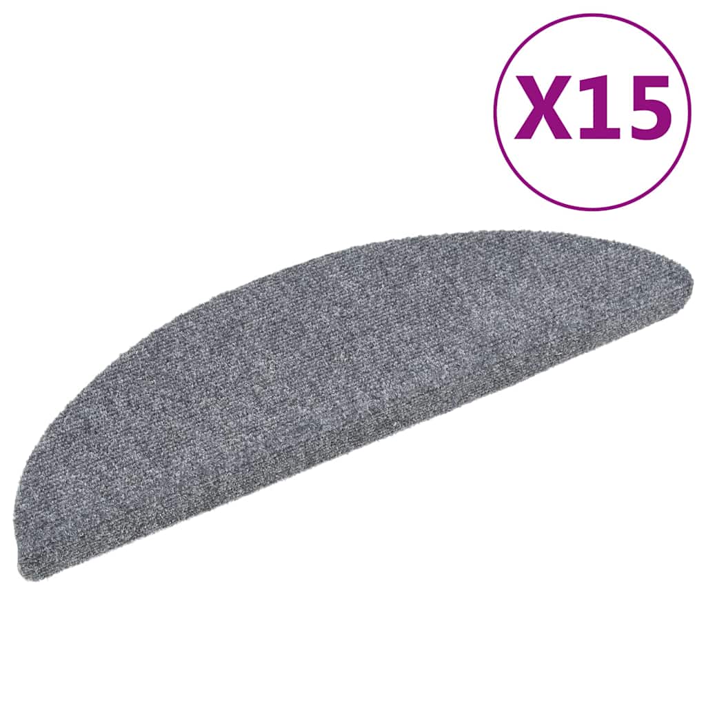 vidaXL Stair Mat | Set of 15 | Light Grey | Polypropylene | 15 Pack | Non-slip 2