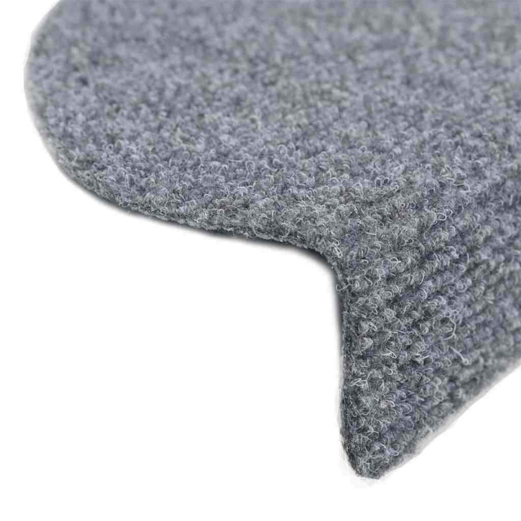 vidaXL Stair Mat | Set of 15 | Light Grey | Polypropylene | 15 Pack | Non-slip 6