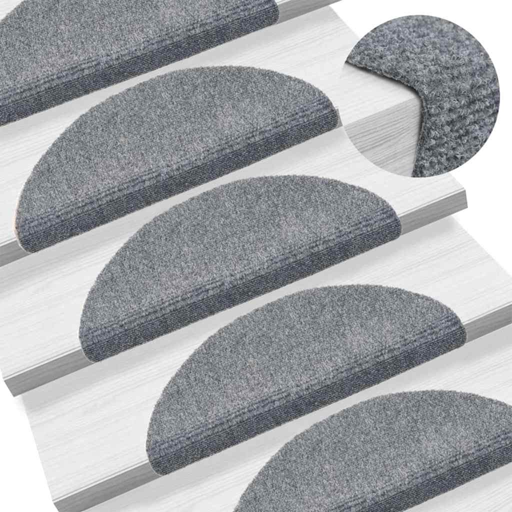 vidaXL Stair Mat | Set of 15 | Light Grey | Polypropylene | 15 Pack | Non-slip 1