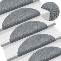 vidaXL Stair Mat | Set of 15 | Light Grey | Polypropylene | 15 Pack | Non-slip 1