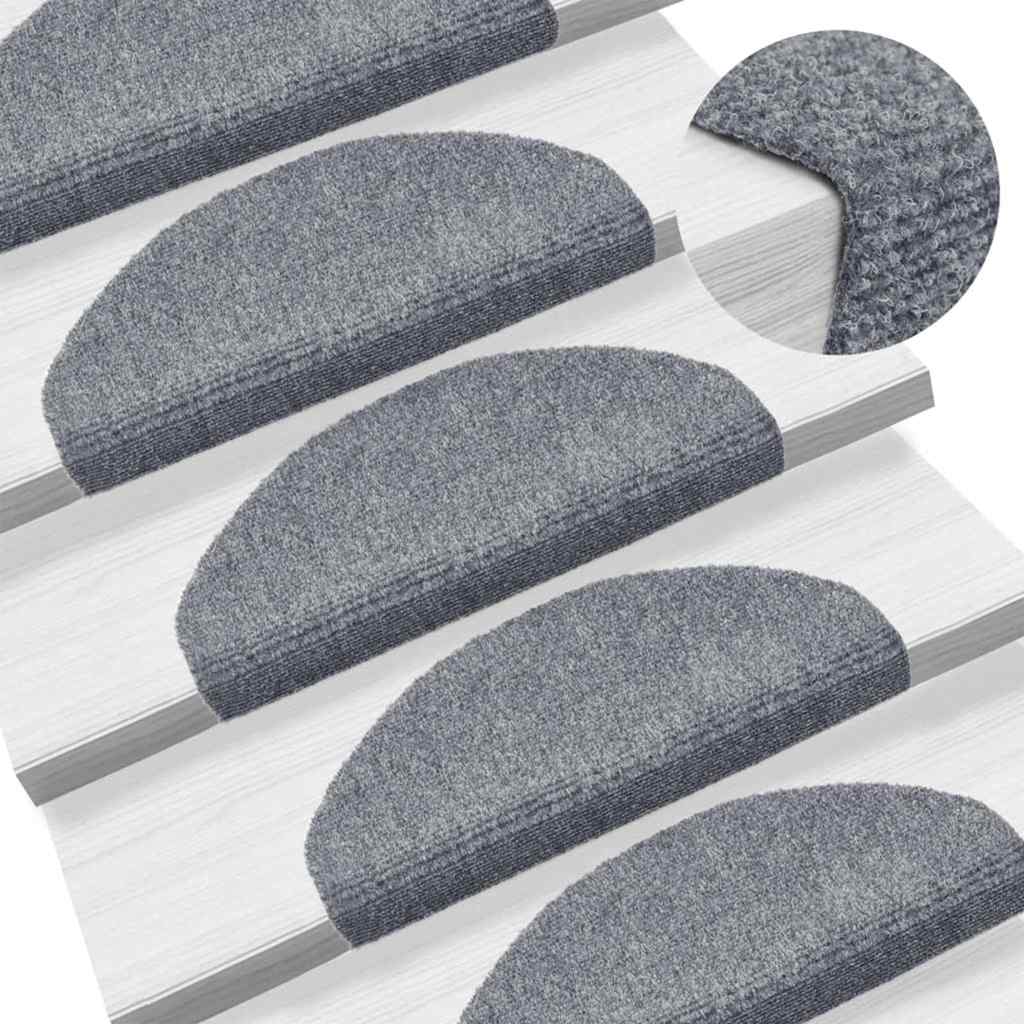 vidaXL Stair Mat | Set of 15 | Light Grey | Polypropylene | 65x21x4 cm 1